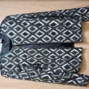 Cache Black and Silver Sequin Blazer